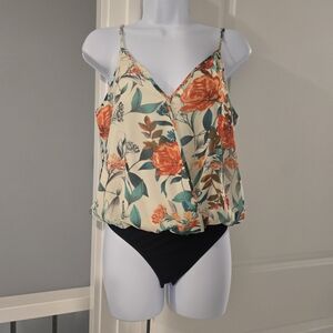 Guess Floral Lightweight Wrap Bodysuit Size S.